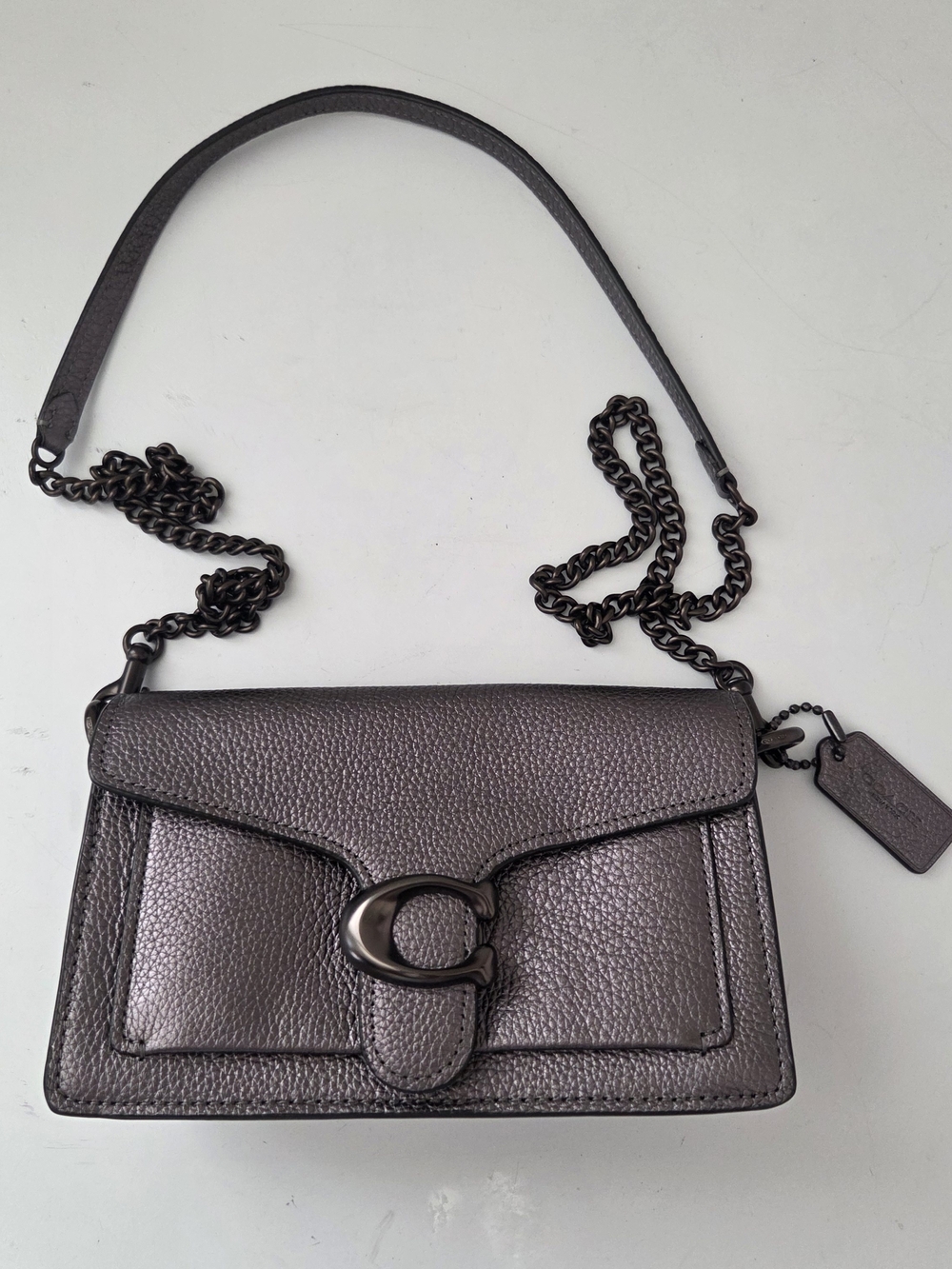 Coach Chain Clutch Crossbody Bag In Pewter/Black